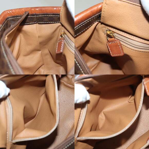 CELINE Macadam Canvas Hand Bag Pvc Leather Brown Gold - Picture 12 of 13